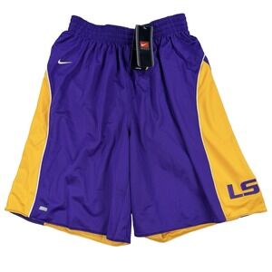 Mens LSU Tigers Shorts Purple Gold NCAA Basketball Nike Dri-FIT Reversible Med